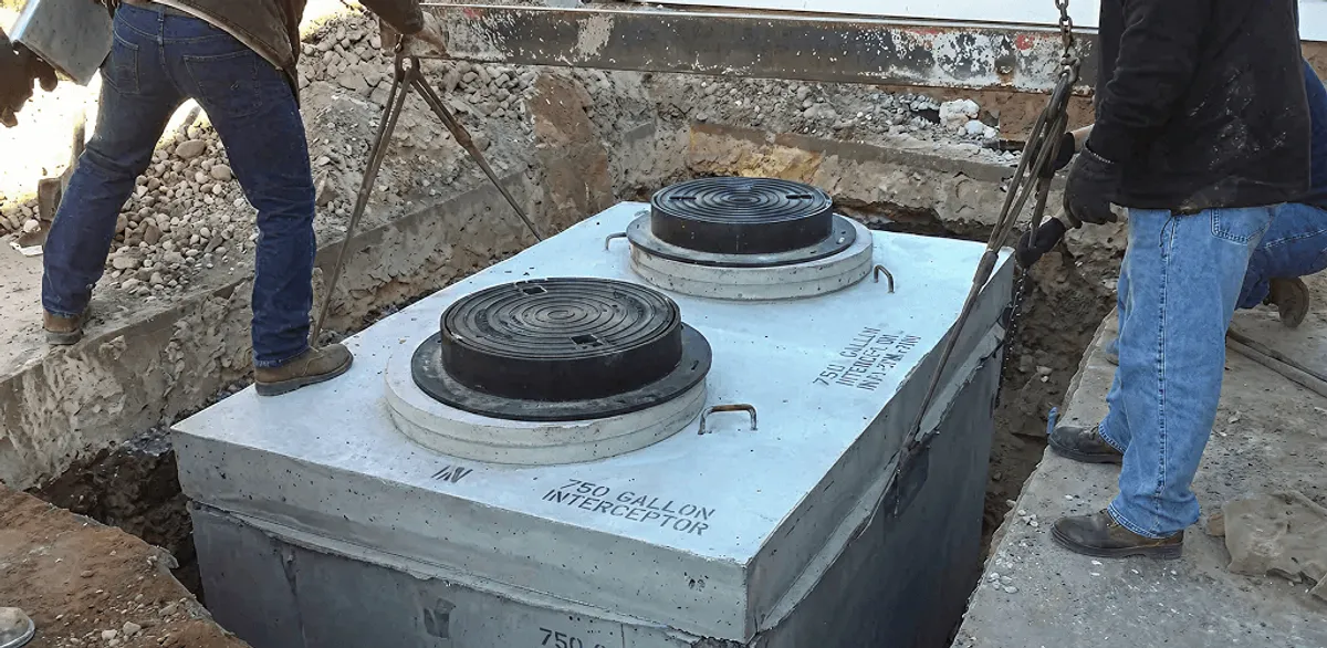 Grease trap installation for a commercial property drainage system in Allentown, PA